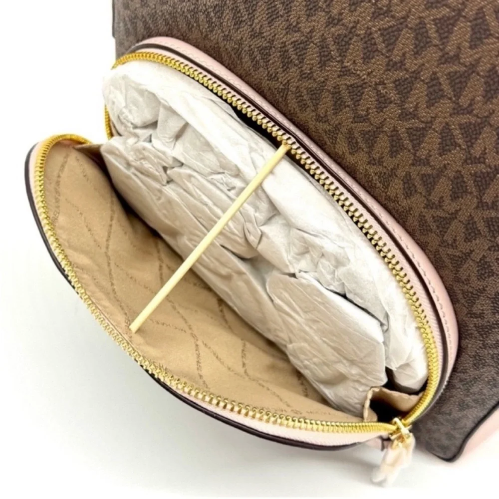 Michael Kors Jaycee Medium Logo Backpack & Matching Trifold Wallet Powder Blush - Picture 8 of 13